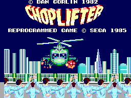 Choplifter title screen for Sega Master System